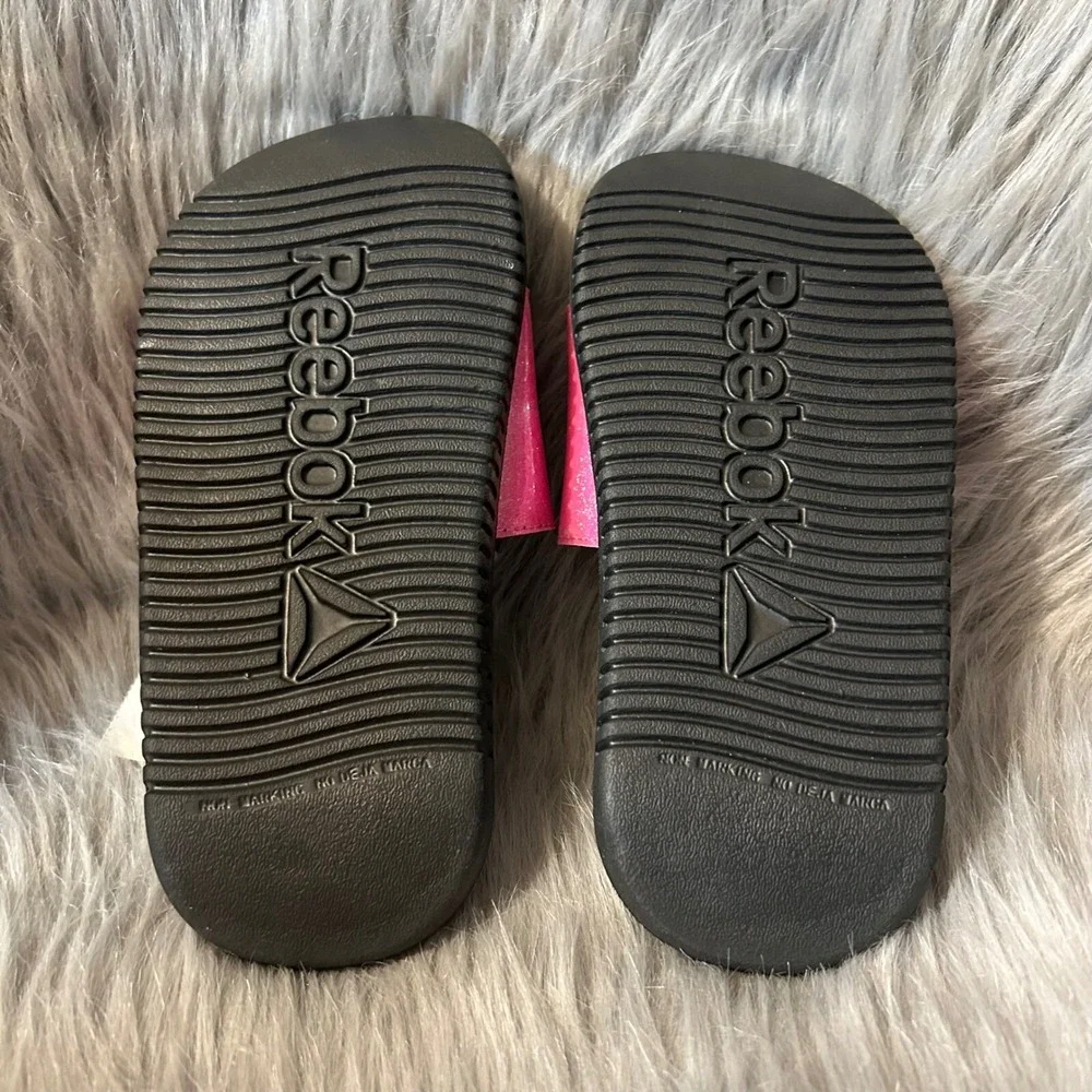 Reebok Slides Girls Size‎ 13 Pink Black Slip On Sandals Shoes Lightweight